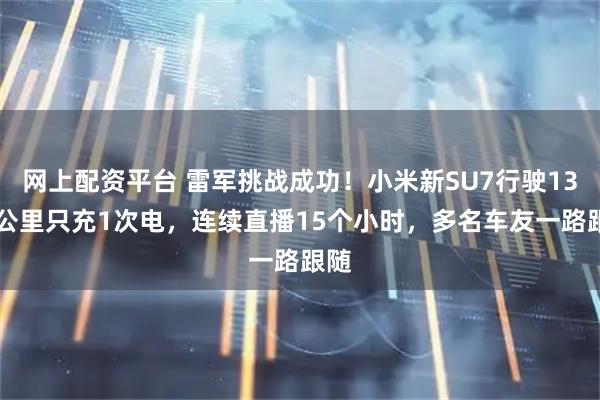 网上配资平台 雷军挑战成功！小米新SU7行驶1313公里只充1次电，连续直播15个小时，多名车友一路跟随